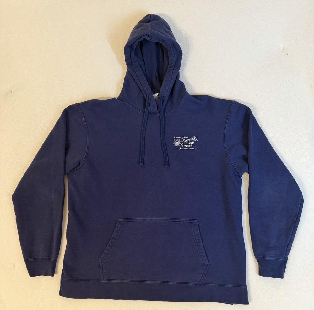 Grand Haven Coast Guard Festival Hoodie USCG – Navy Heavyweight Back Graphic XL