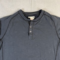Carbon 2 Cobalt Henley Shirt Mens Large Gray Long Sleeve Button Pullover