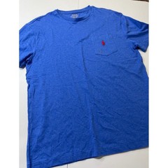 Polo Ralph Lauren Mens Classic Fit Pocket T-Shirt Blue Heather Red Pony Small