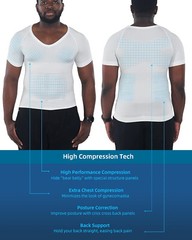 Men’s Compression Shirts V-Neck Workout Abs Abdomen Tummy Control Body Shaper