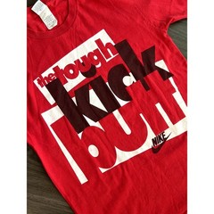 Vtg Nike 80s 90s Red Graphic Tough Kick Butt T Shirt L Single Stitch Made in USA