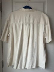 Jos A Bank Men’s 100% Silk Button Up Short Sleeve Cream Ivory Shirt Large