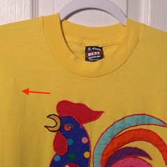 VINTAGE Patchwork Chicken & Chicks USED Shirt (Single Stitch, XL, Yellow)