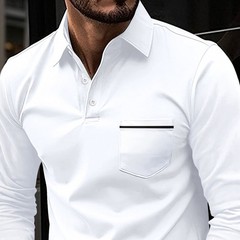 Mens Casual Shirts Grandad Long Sleeve Smart Work Business Golf Solid Tops