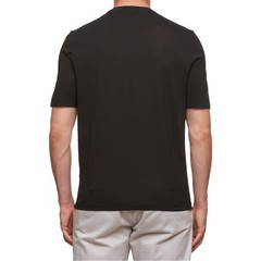Kiton KIRED “Baciomc” Black Exclusive Crepe Cotton T-Shirt Slim 2023