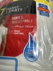Hanes Men’s White Tagless T-Shirts Soft & Breathable 7 Pack Size Large