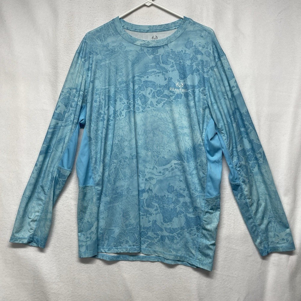 Realtree Sun Block & Fishing Shirt Mens XL Blue UPF30+ Performance Fabric