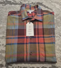 BNWT Seasalt Men’s Fathomer Checked Shirt Rhythm Merlot Regular Size M