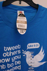 Kerusso Christian Tweet Short Sleeve T-Shirt, Pacific Blue, Unisex, XL NEW