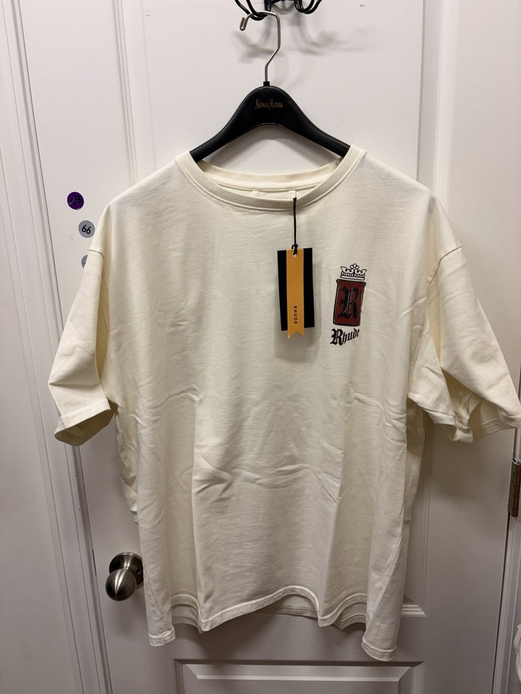 Rhude Fumar 91 Graphic Print Men’s White/Black/Red Cotton Crew Neck T-Shirt XL