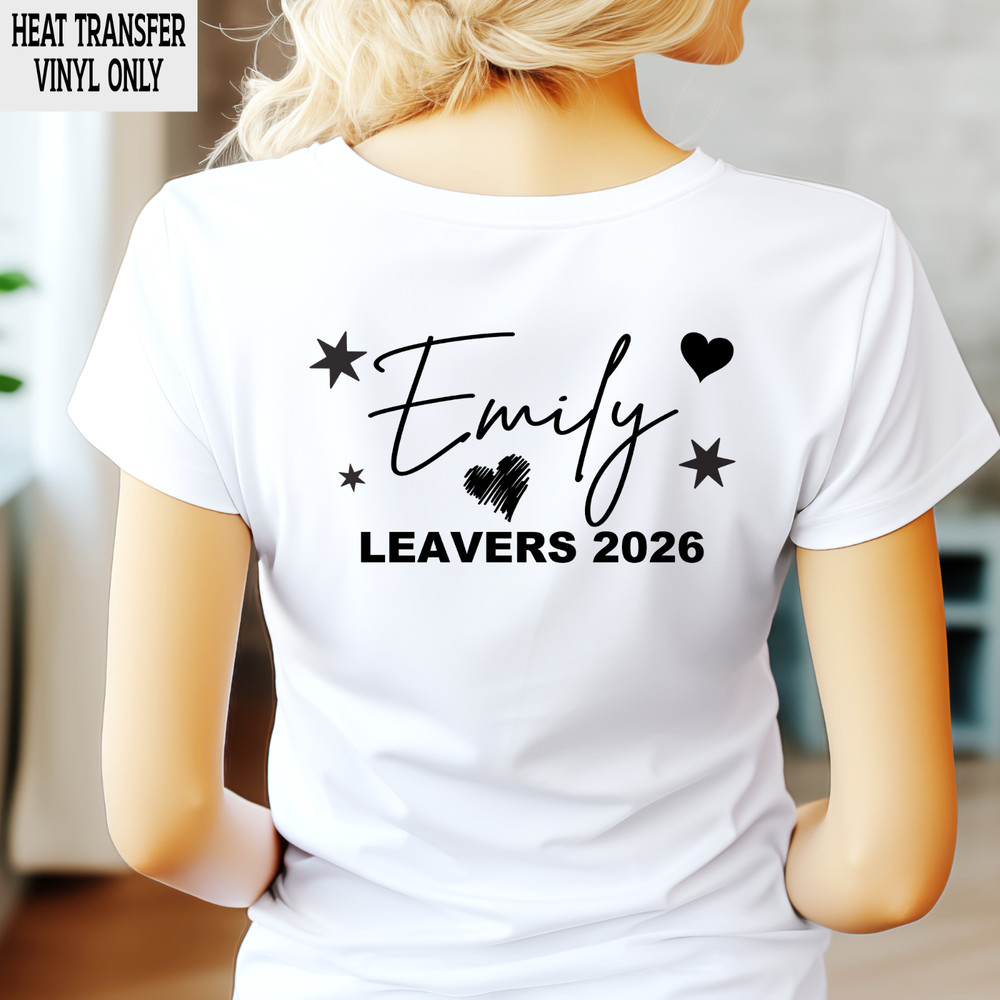 School Leavers Personalised Heat Transfer Vinyl, Iron On Shirt Transfer