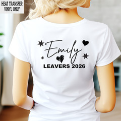 School Leavers Personalised Heat Transfer Vinyl, Iron On Shirt Transfer