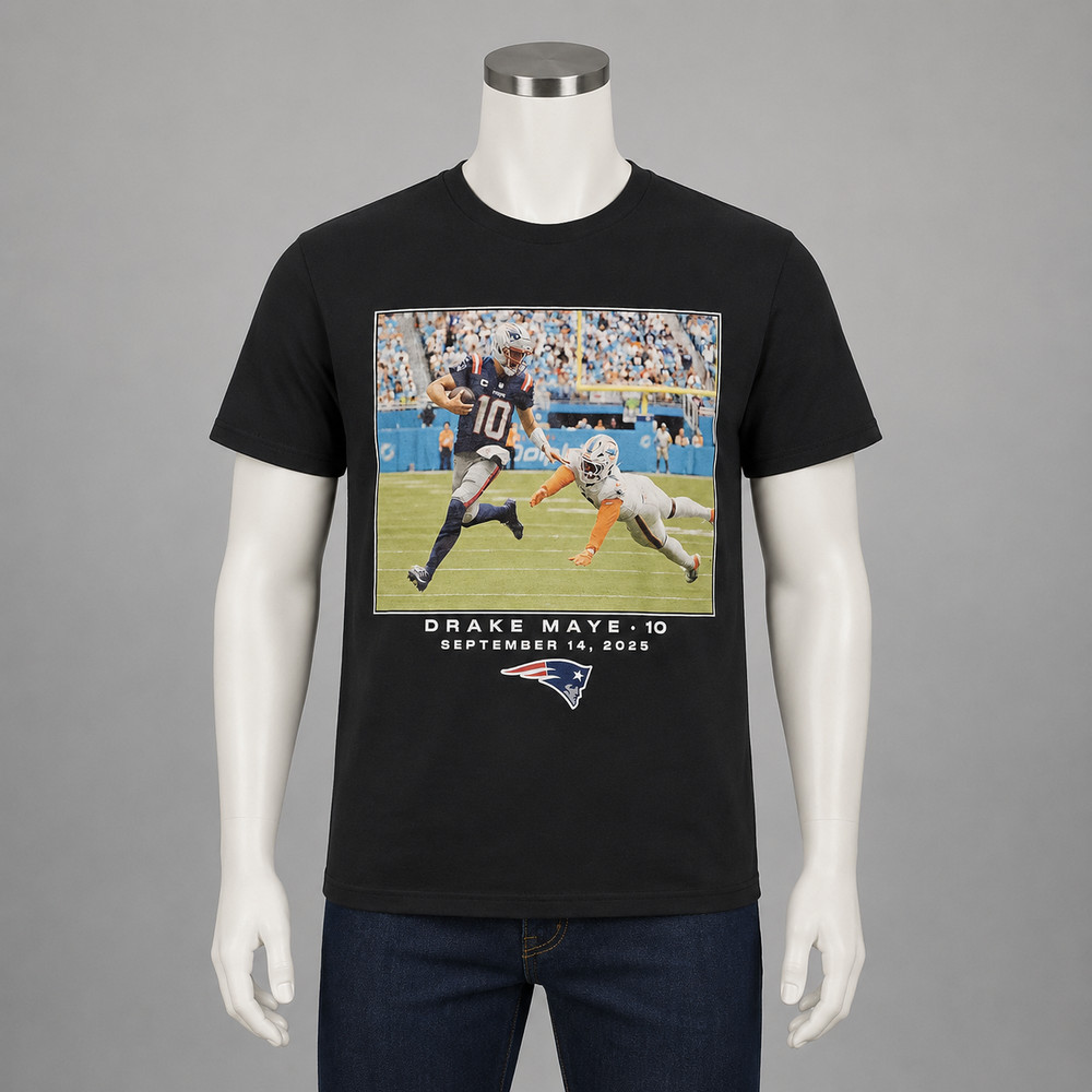 Drake Maye New England Patriots Black NFL Flashback Week 2 T-Shirt – Small