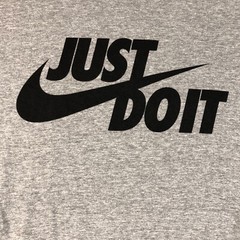 Nike Shirt Men Large Gray Just Do It Logo Crew Neck Solid Graphic Tee Sports