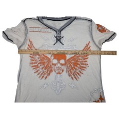 Mens Surplus Brand Shirt XL Lightweight Breathable Skull Wings Cross Graphic