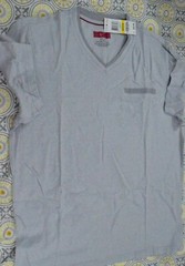 NWT John Ashford Men’s Slim Fit Ken Dot V Neck T Shirt Silver Combo Size Medium