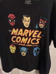 Marvel Comics Golden Age Style Black Graphic T-Shirt Spider-man Iron Man Large