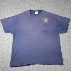 Federal Fire Concord Fire Dept Hanes Shirt Mens XXL Blue Pocket Beefy-T Tee VTG