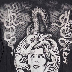 B&C Collection Medusa Snake Graphic Black Cotton Men’s XXXL T-Shirt