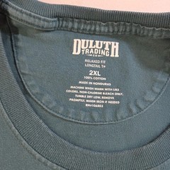 Duluth Trading Co T-Shirt Men’s 2XL Blue Green Relaxed Fit Longtail Casual Tee