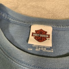 Harley Davidson Shirt Mens XL Blue Denney’s Branson Missouri Pocket Graphic FLAW