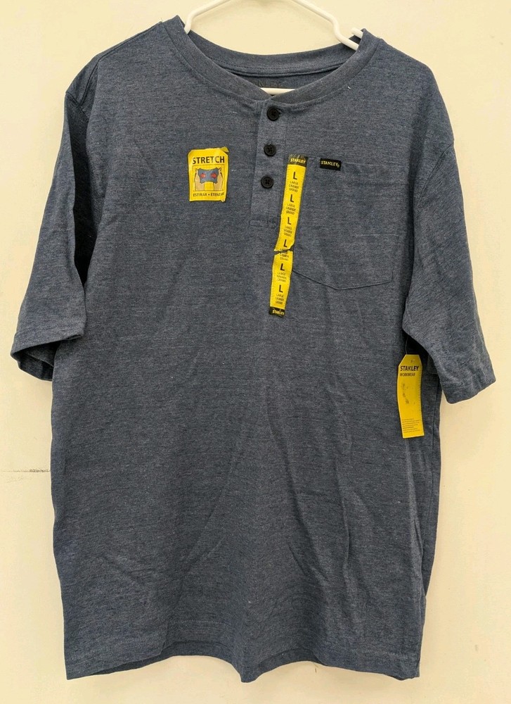 Stanley Workwear T-Shirt L | Blue Stretch Pocket Work Gear Short Sleeve NWT