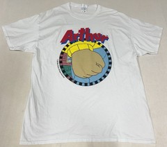 Vintage Arthur Clenched Fist Meme T Shirt 2001 PBS Marc Brown White Mens XL 97