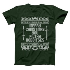 You Filthy Hobbitses Merry Christmas Funny humor elf Forest Green Men’s T-Shirt