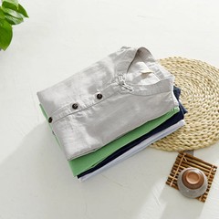 Men’s Linen Short Sleeve T-Shirt Pure Color Breathable Casual Shirt Lightweight