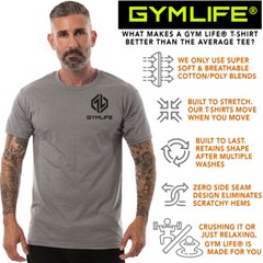 GYM LIFE® ICON Mens Athletic T-Shirt Workout Exercise Fitness Men Shirts, Black