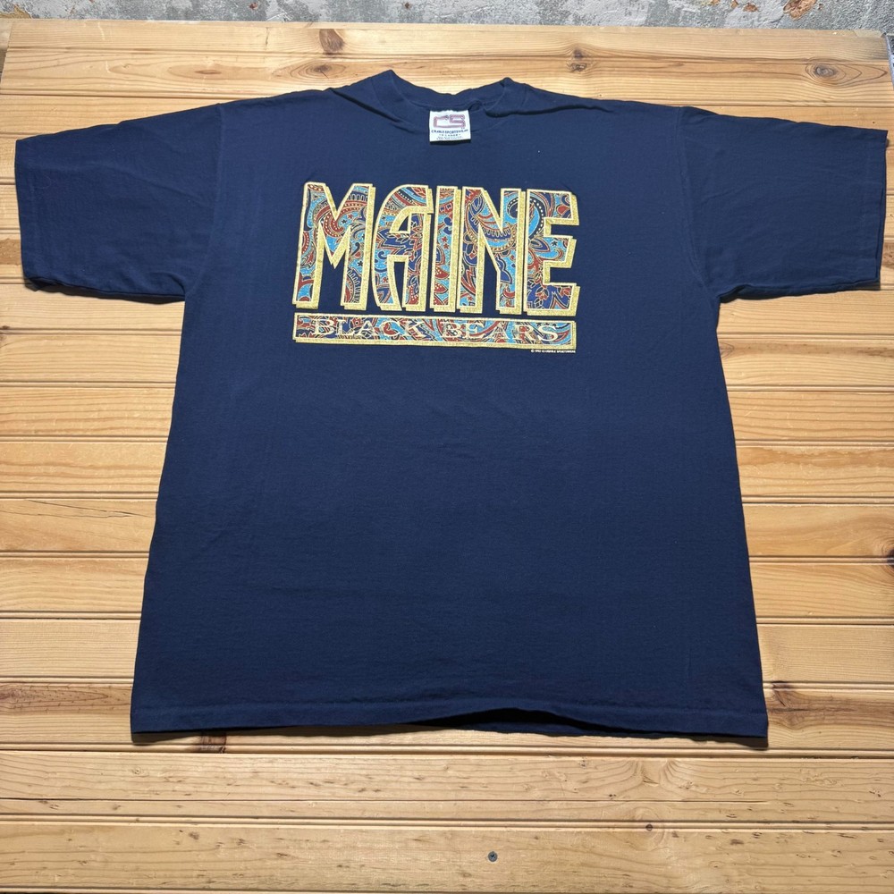 Vintage 1992 University Of Maine Black Bears College Paisley Boho T-Shirt – XL