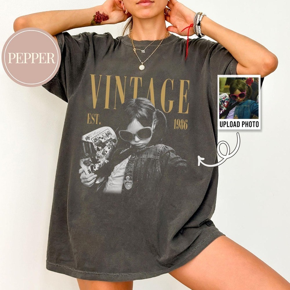 Personalized Vintage Photo Birthday T-Shirt Custom Retro 40th Shirt Gift Ideas