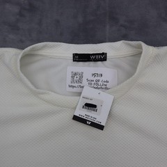 WEIV Essential Shirt Mens M Ivory Short Sleeve Mock Neck Stretch Zip Casual Tee