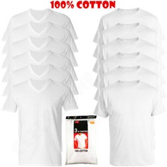 Men’s Crew-neck T-Shirt, White /Black 6 Pack “100% Cotton & Tagless”