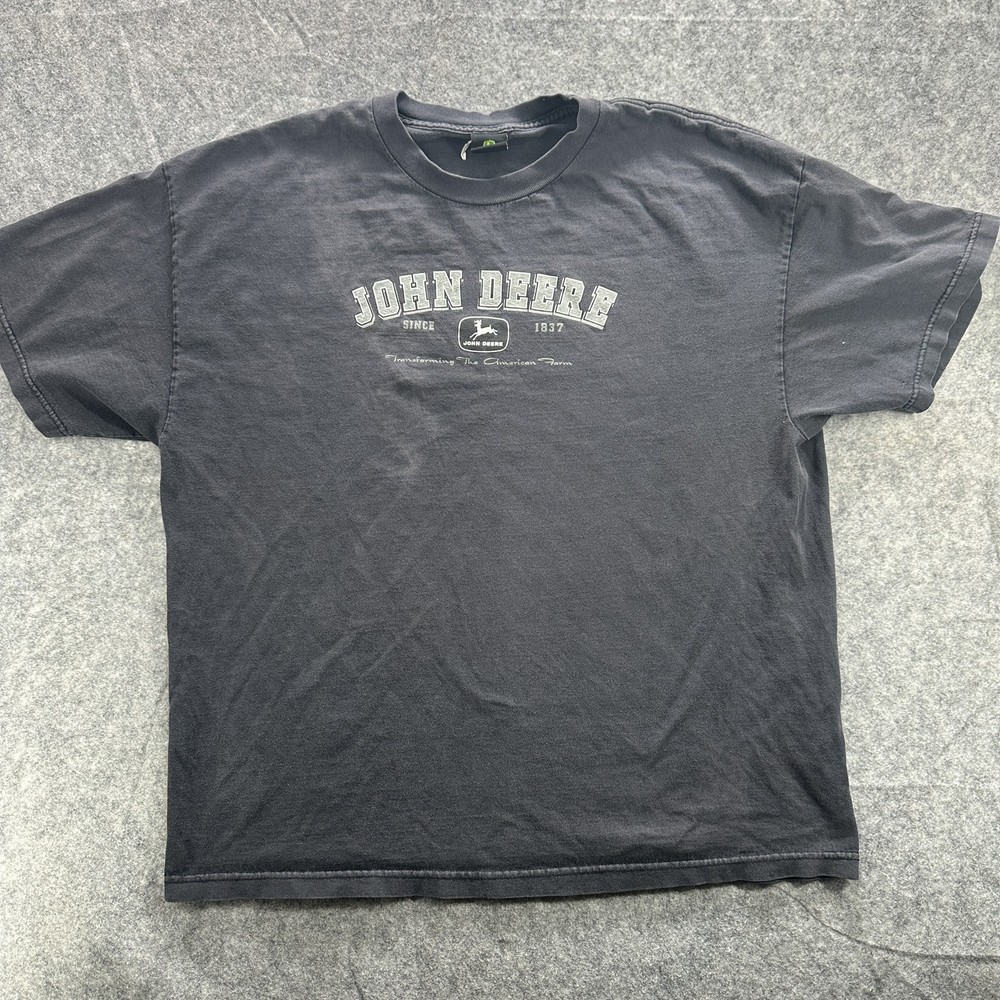John Deere Shirt Mens Extra Large Black Graphic Tee Tractor Logo Farming Classic