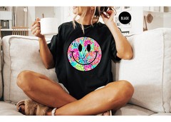 Smiley Face Comfort Tee Shirt Summer Soft Cotton Casual Top