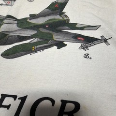 Vintage Fighter Jet Tshirt Mirage F1CR Size Large Single Stitch White Used