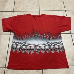 Vintage 90s JNCO Flame Skull Shirt Sz XXL Wrap Around All Over AOP SKATE Grunge