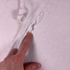 Vtg 80s Hanes Blank Tee L White Single Stitch USA Distressed Boxy Fit Thrashed
