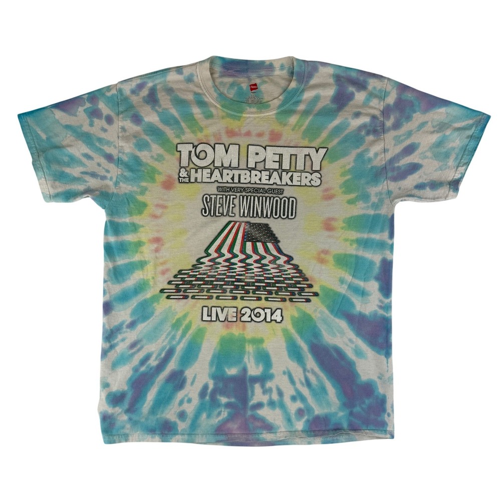 Hanes Tom Petty Heartbreakers Tour Shirt Mens L Tie Dye 2014 Live Steve Winwood