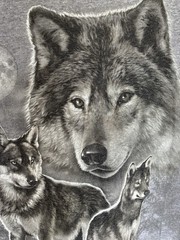 DOM Gray Wolf Graphic Print Crew Neck Tagless T-Shirt Unisex Short Sleeve S