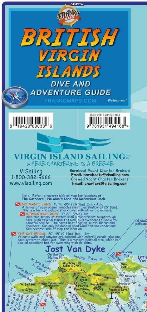 British Virgin Islands Dive Guide BVI Waterproof Map