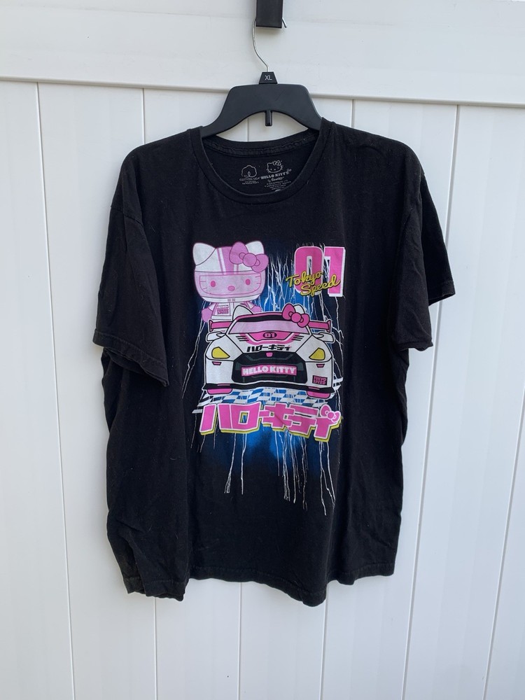 Sanrio Hello Kitty Tokyo Speed Racer Black T-Shirt Adult XL 46/48