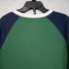 Roebuck Co Shirt Mens Waffle Knit Henley Large Tall Green Color Block Thermal