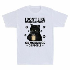 I Don’t Like Morning People Or Mornings Or People Funny Black Cat Men’s T-Shirt