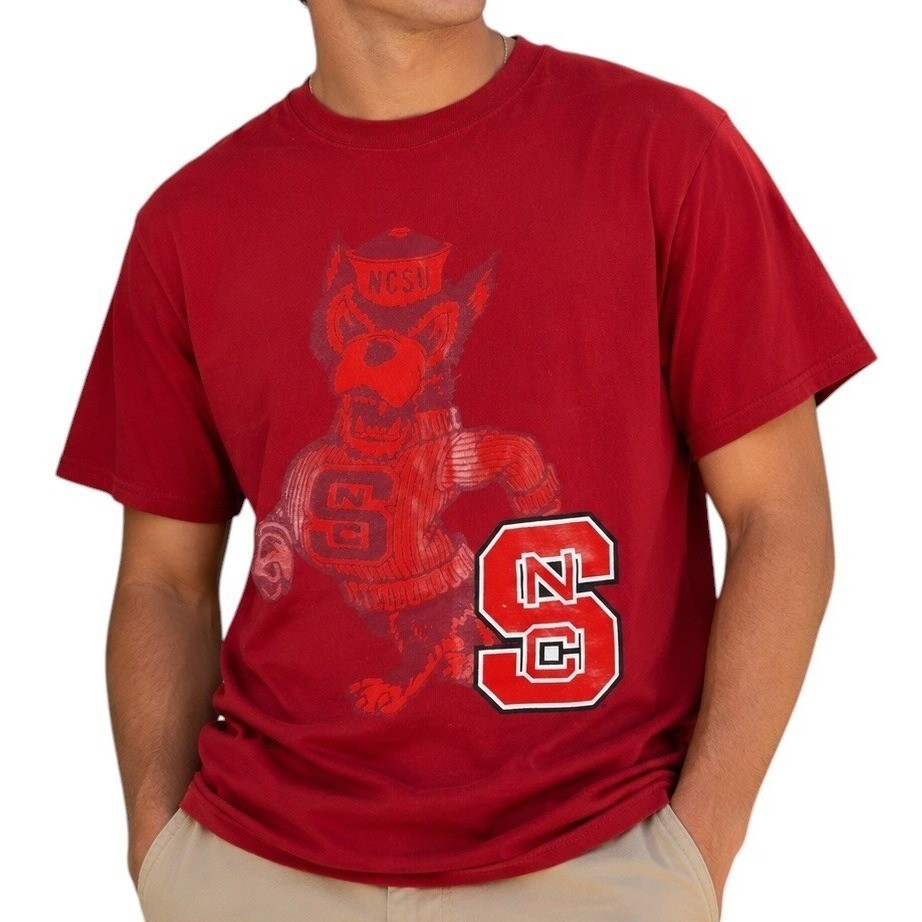 Adidas NC State Wolfpack T-Shirt Men’s Large Red Tuffy Mascot Graphic Tee NCAA
