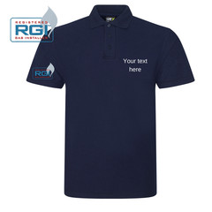 RGI Gas Safe polo plumber boiler fitter work wear, embroidered polo shirt