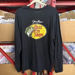 Bass Pro Shops Shirt Mens Large Black Johnny Morris Long Sleeve Tee NEW!