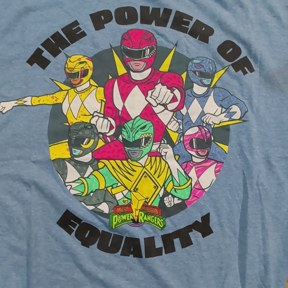 Power Rangers Adult Blue Graphic Crew Neck Tee Short Sleeve XL NWT