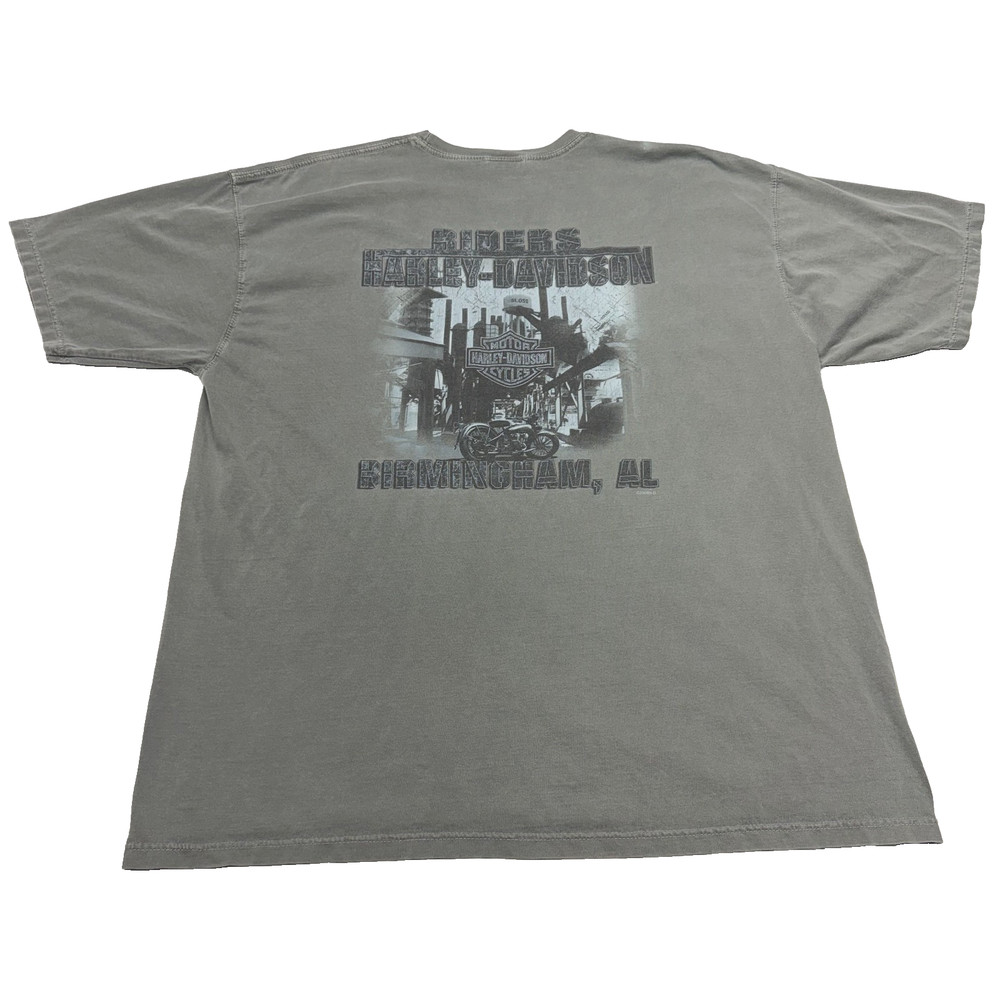 Harley Davidson Tee Shirt Mens 2XL Green Birmingham AL Sloss Furnaces Eagle Y2K